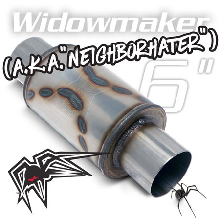 BLACK WIDOW EXHAUST 6 x 3 in. Widowmaker Series Stainless Steel Oval Gray Exhaust Muffler BL376209